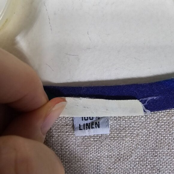 Vintage Lynn Murray Linen Geometric Abstract Print Jacket Blazer L Art to Wear - Picture 10 of 13